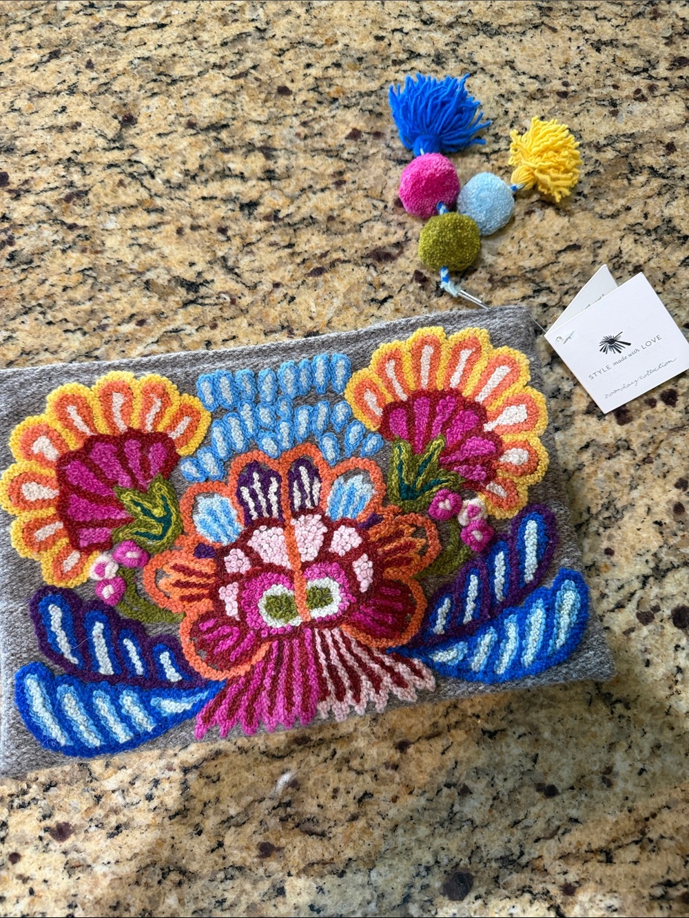 Noonday Collection embroidered Wildflower clutch NWT handmade in Peru.